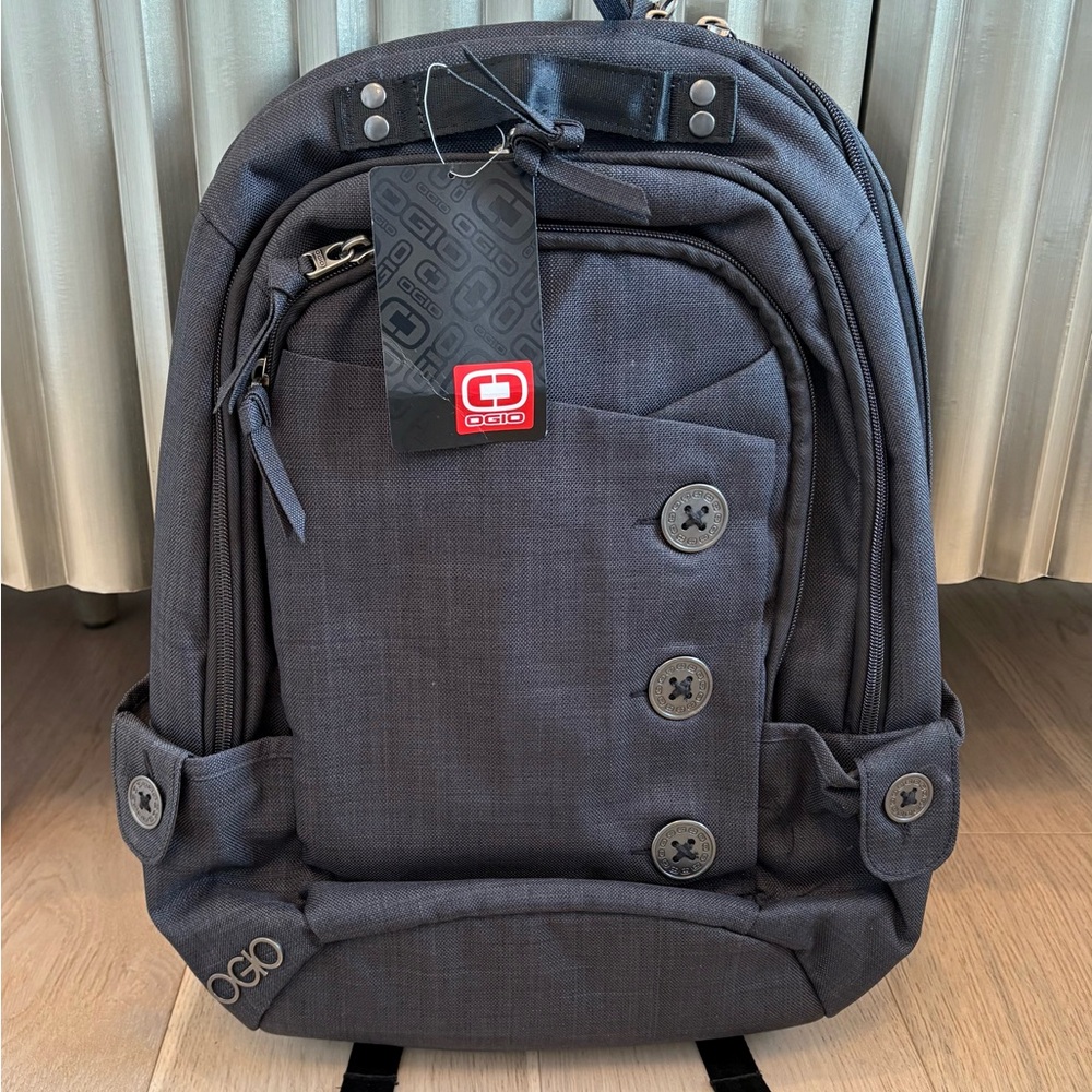 OGIO Charcoal Gray Backpack with Button Accents